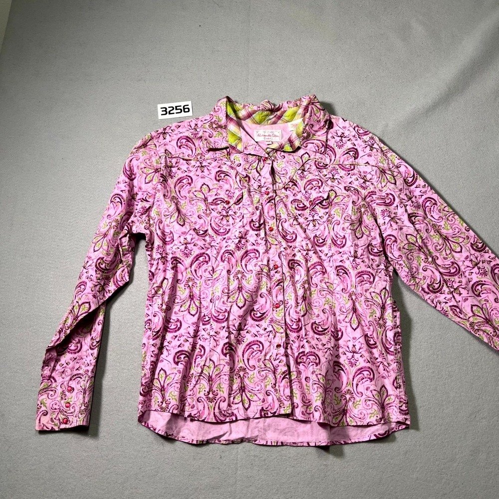 Panhandle Slim Western Shirt Womens 2XL Pink Paisley Long Sleeve Pearl Snap